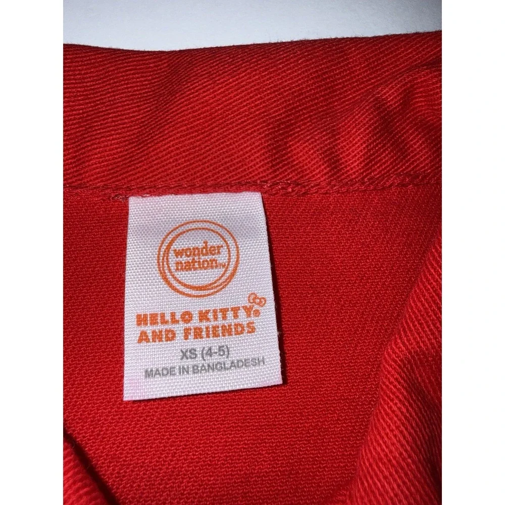 Hello Kitty & Friends Girl XS 4-5 Jacket Red Zip Kids Denim 100% Cotton Gift NWT